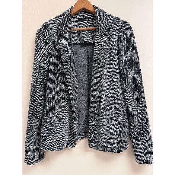 Aqua Jackets & Blazers - Aqua Womens Single Breasted Long Sleeve Blazer Black White Sz S